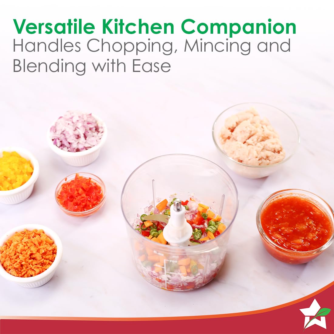 Wonderchef Nutri-chop Pearl Electric Chopper | 4 Sharp Stainless Steel Blades | 700ml | 350W | Chop and Mince Vegetables, Meat, Blends Dips | Low Noise | Light-weight | 2-Year Warranty